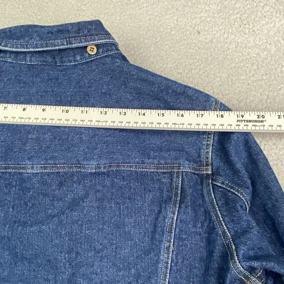 Vintage Jean Jacket Large Women Blue Faux Fur Collar Removeable Heavy EUC - Picture 12 of 15